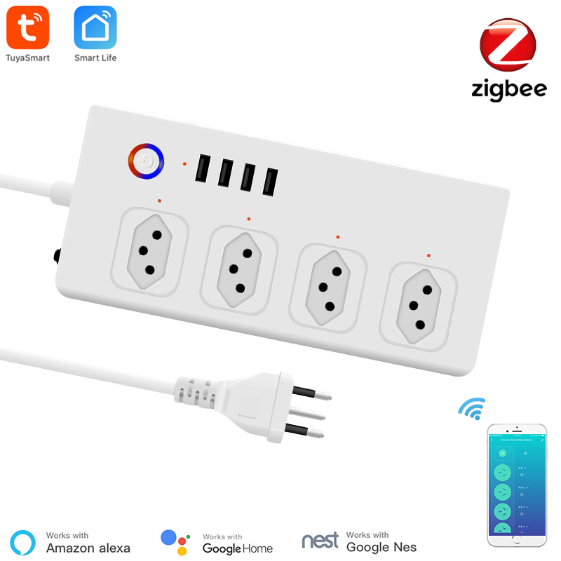 Smart Power Strip 4 Outlet Usb - Brésil Smart Zigbee Power Strip, Tuya