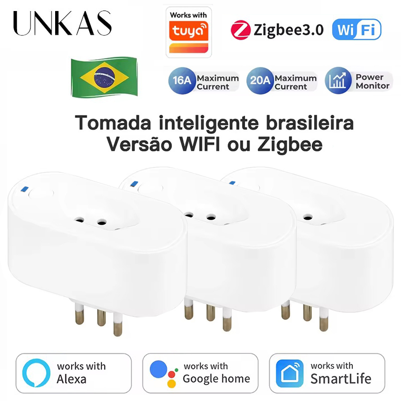 Smart Plug Energy Monitoring Wifi - UNKAS fonctionne avec la prise brésilienne