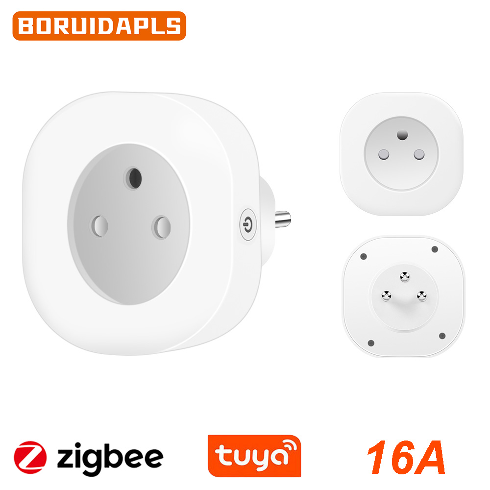 Smart Plug Zigbee 16A - BORUIDAPLS Tuya Zigbee Smart Socket EU/FR/Israel/Brazil/Switzerland