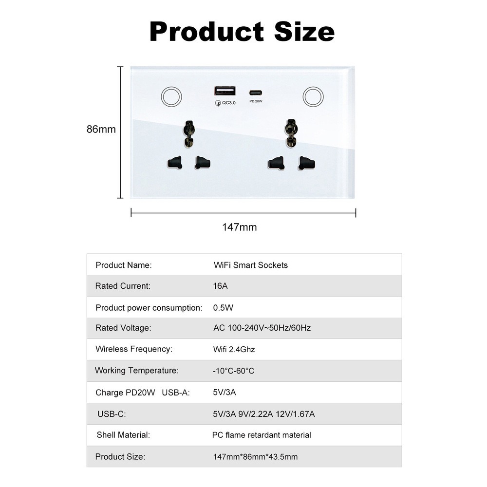 Smart Socket 16A Tuya App - Prise intelligente WiFi Tuya APP 147,