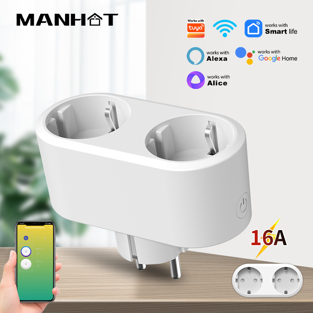 Smart Socket 16A Tuya App - Prise intelligente WiFi double prise 16A