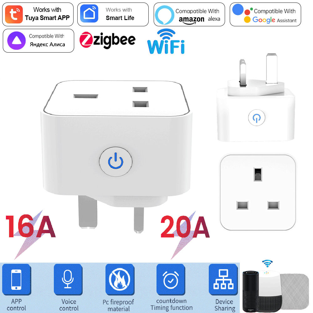 Smart Plug Zigbee 16A - Prise intelligente Tuya 16A/20A WiFi ou