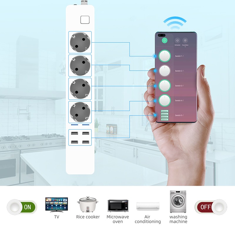 Smart Power Strip 4 Outlet Usb - Multiprise intelligente Wi-Fi avec 4 prises