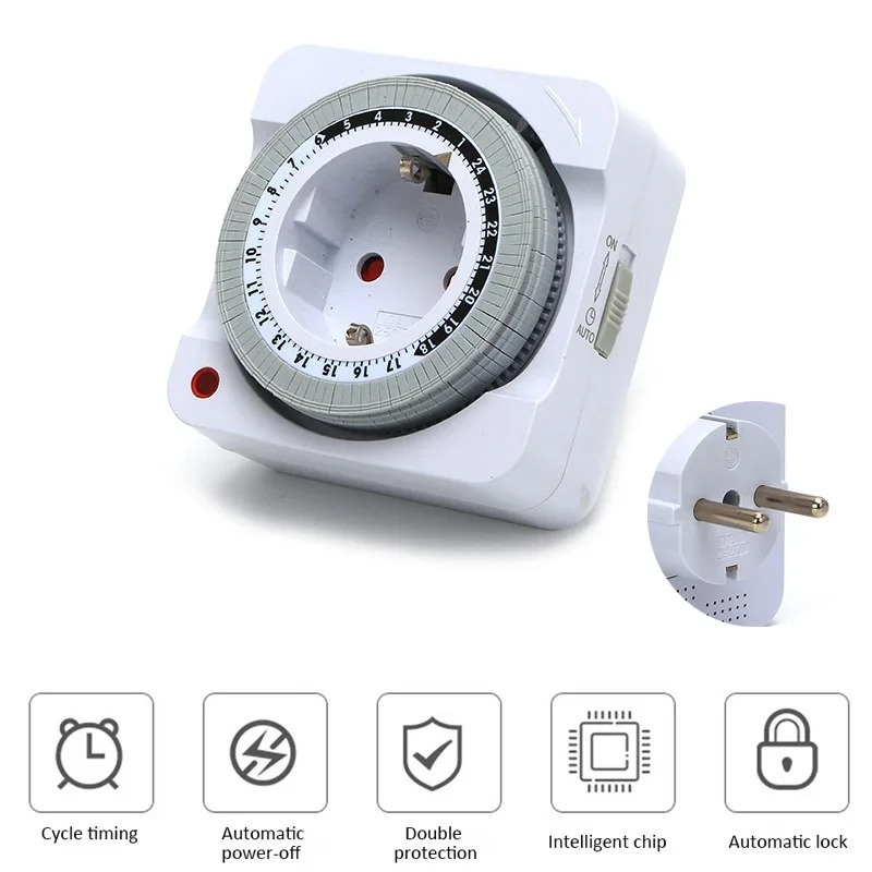 Smart Socket With Timer Countdown - Minuteur mécanique 24 heures avec prise