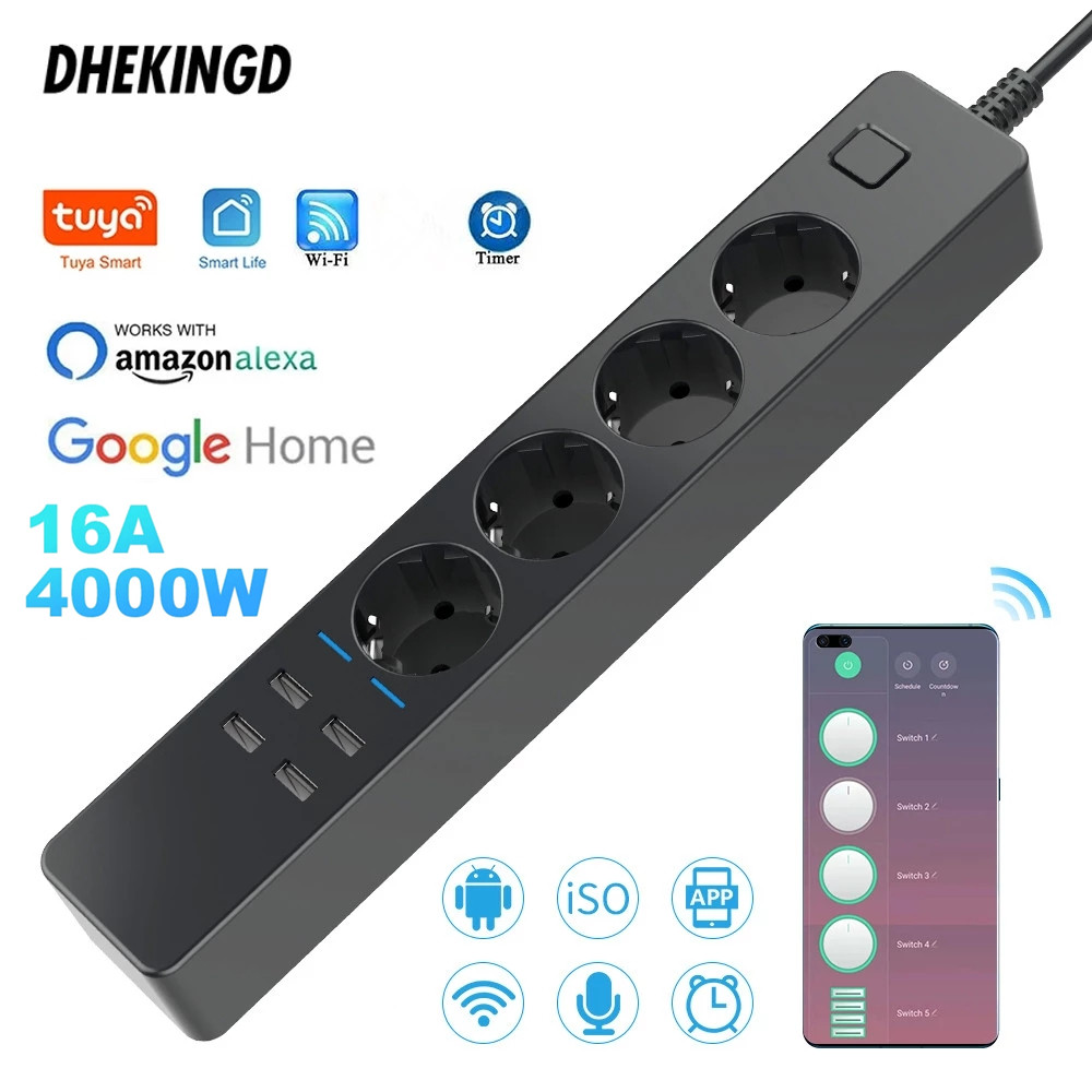 Smart Power Strip 4 Outlet Usb - Multiprise intelligente Wi-Fi 1,8 m 3