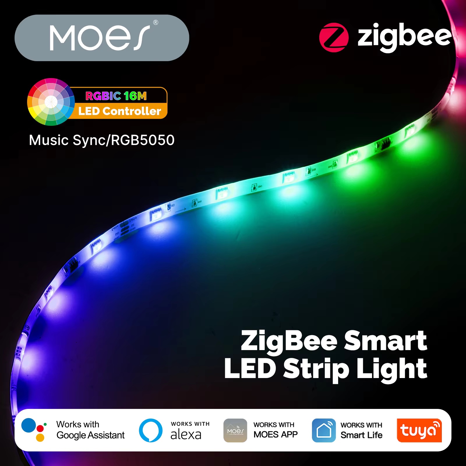 Smart Plug Zigbee 16A - Bande lumineuse LED intelligente MOES Tuya