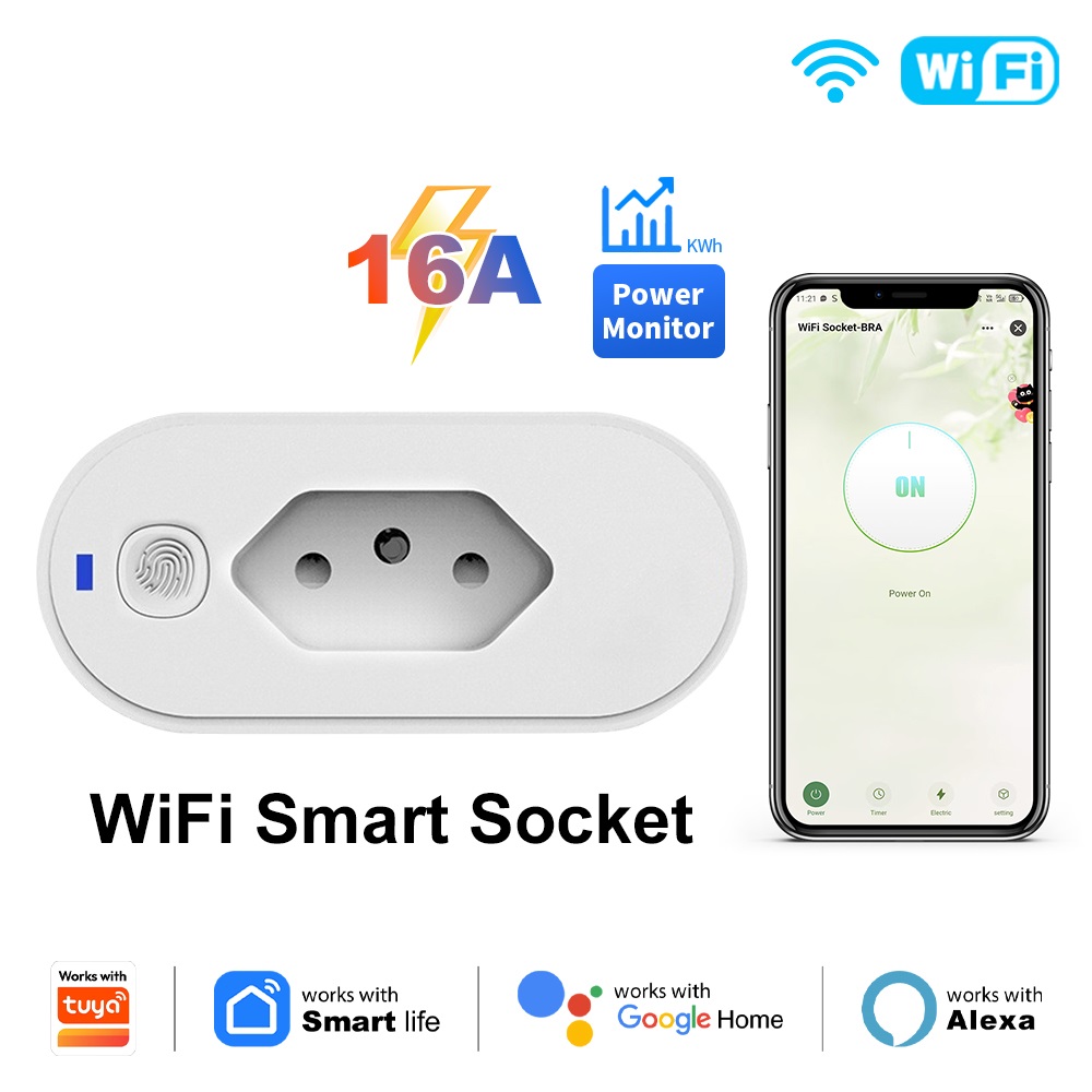 Smart Socket 16A Tuya App - Prise intelligente Wifi Brésil 16A, contrôle