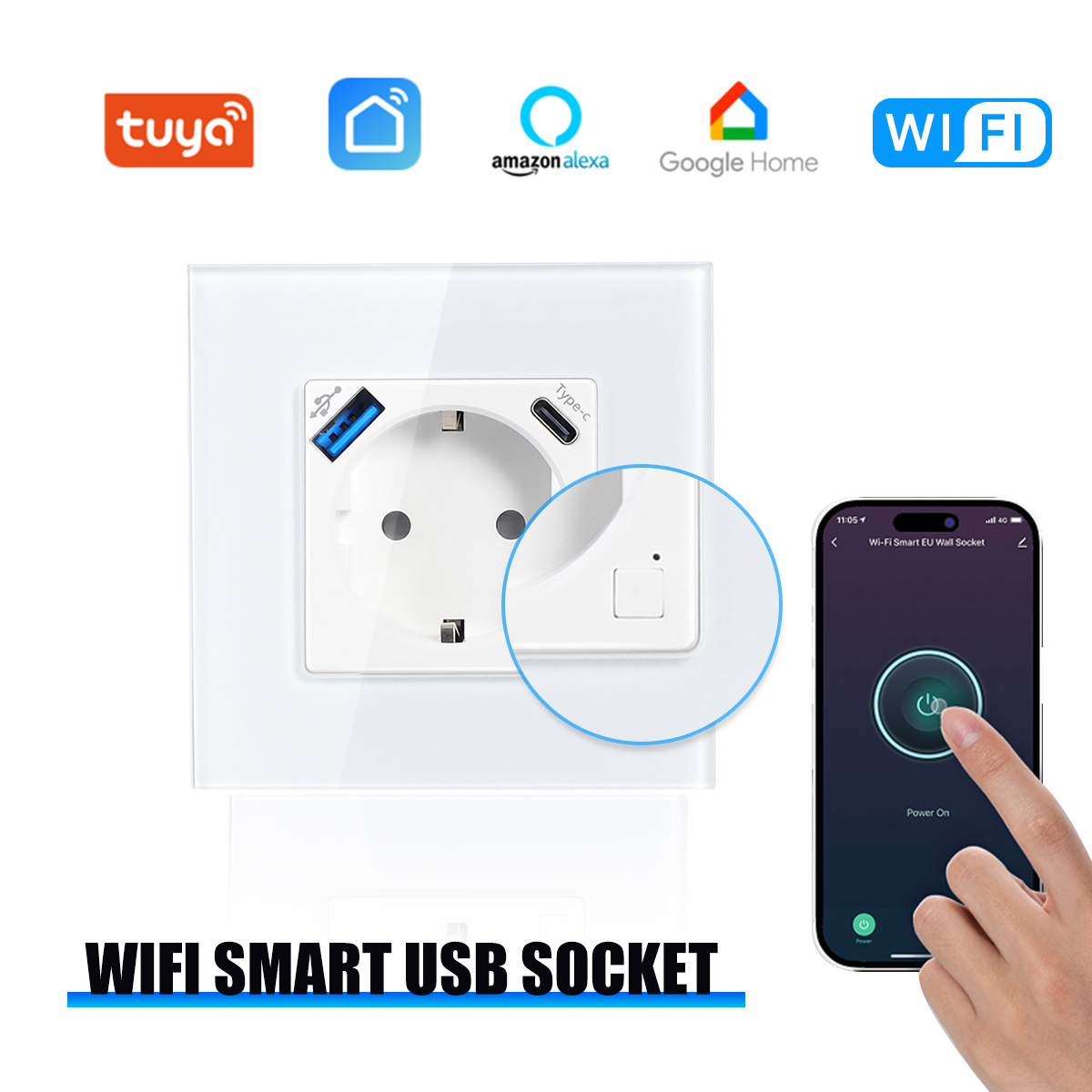 Smart Socket 16A Tuya App - Prise intelligente Wi-Fi GEYA EU avec