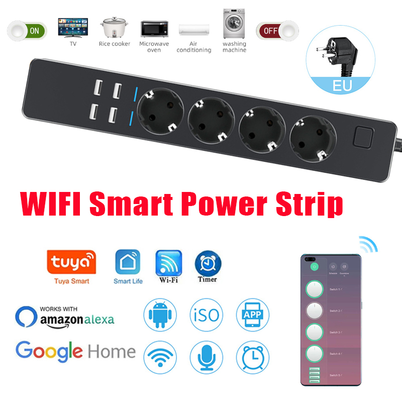 Smart Power Strip 4 Outlet Usb - Multiprise intelligente avec 4 prises ue,