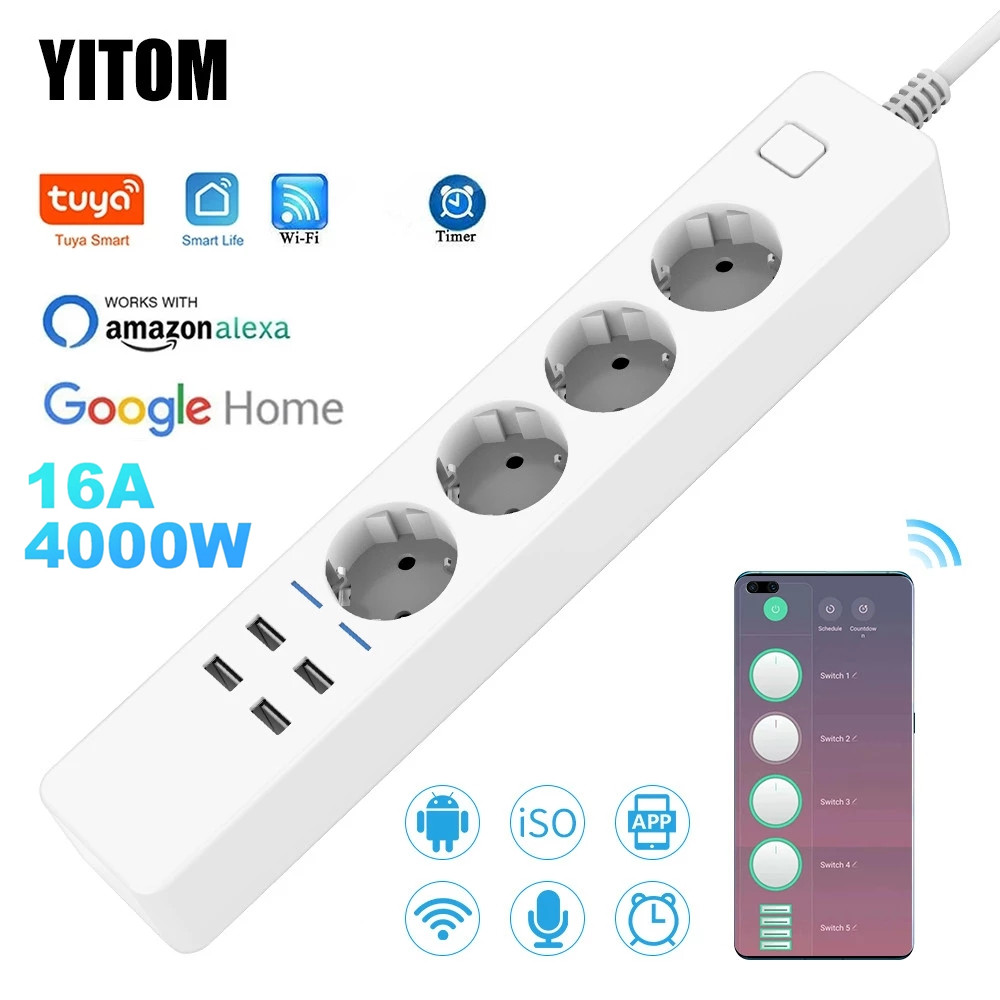 Smart Power Strip 4 Outlet Usb - Multiprise intelligente Wifi 4 prises ue,