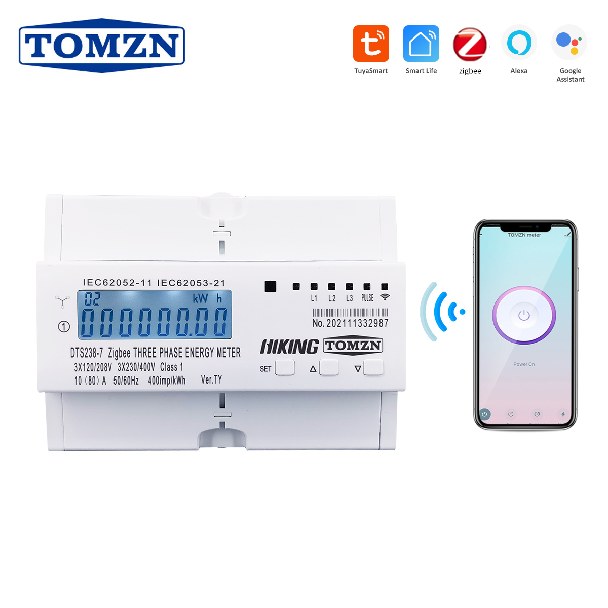 Energy Meter Din Rail Wifi - TOMZN 80A Passerelle Zigbee Triphasée Tuya