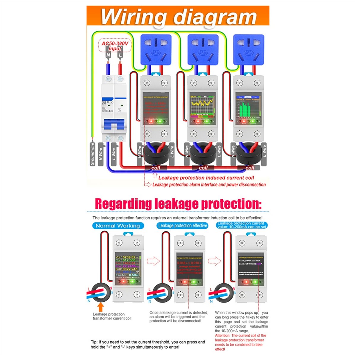 Energy Meter Din Rail Wifi - Compteur d'énergie intelligent WiFi Tuya dynamique