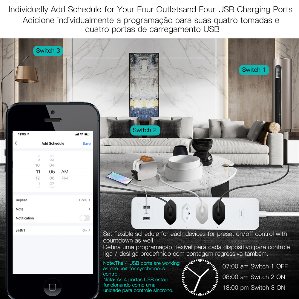 Multiprise WiFi intelligente b - Smart Power Strip 4 Outlet Usb avis et prix