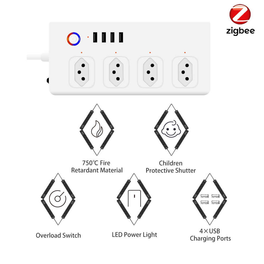 Brésil Smart Zigbee Power Stri - Smart Power Strip 4 Outlet Usb avis et prix