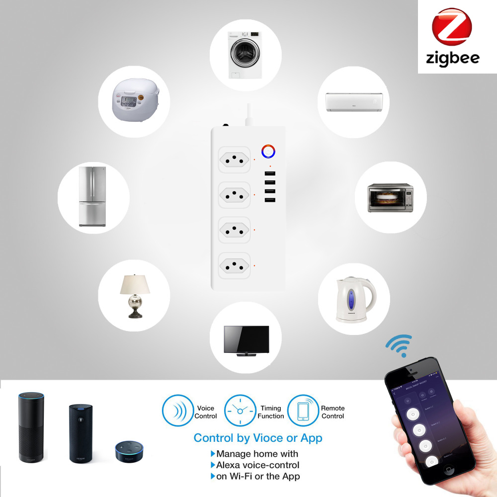 Brésil Smart Zigbee Power Stri - Smart Power Strip 4 Outlet Usb avis et prix
