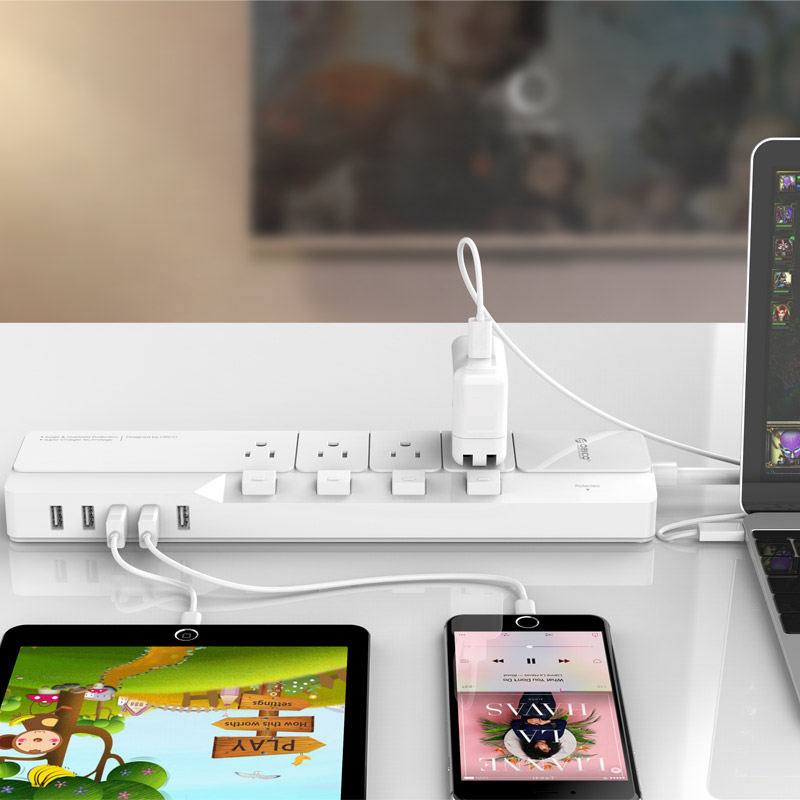 ORICO-Multiprise avec interrup - Smart Power Strip 4 Outlet Usb avis et prix
