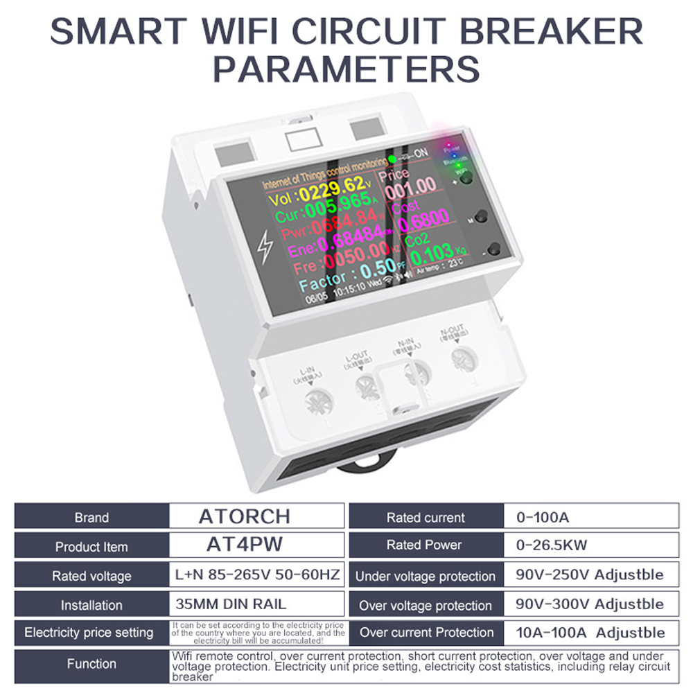 Commutateur intelligent de com - Energy Meter Din Rail Wifi avis et prix