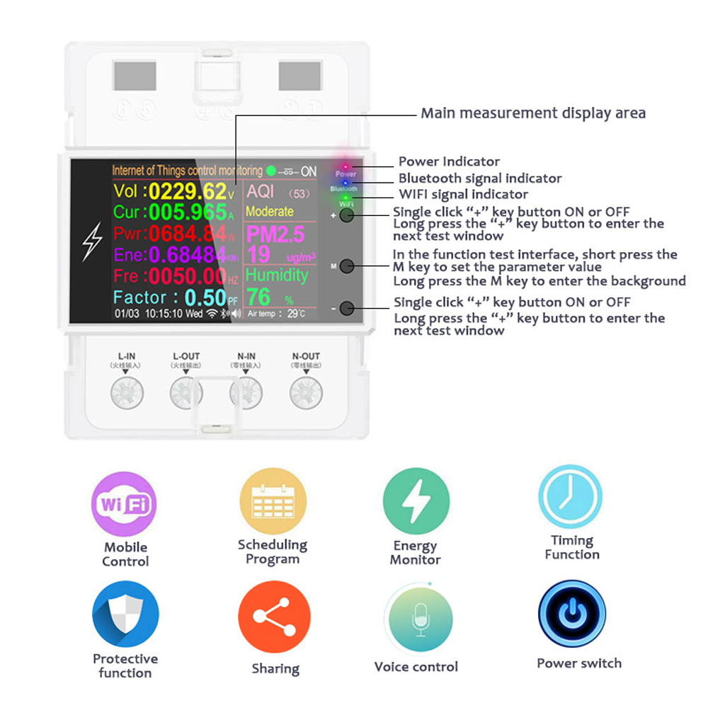 Commutateur intelligent de com - Energy Meter Din Rail Wifi avis et prix