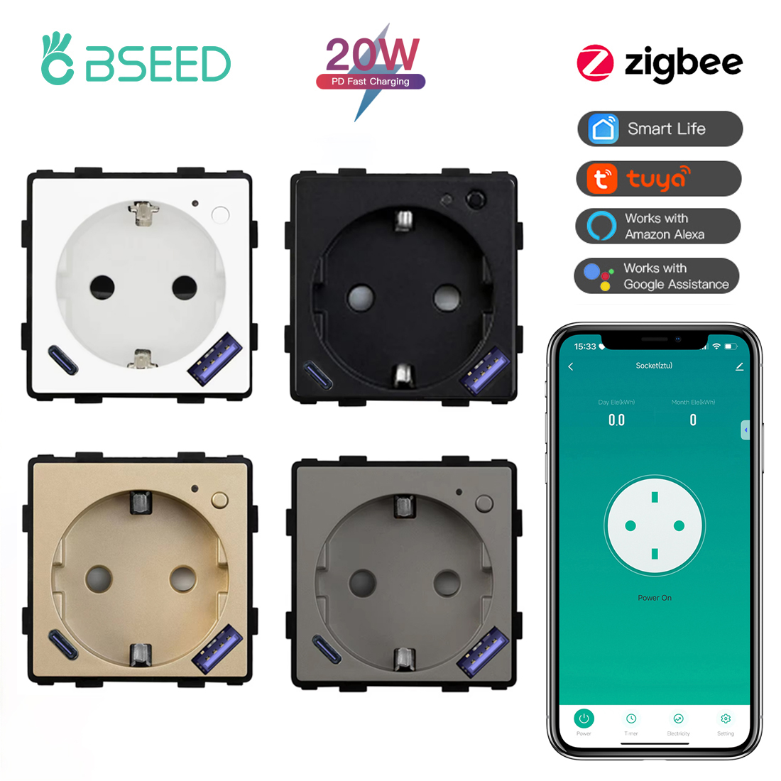 BSEED Zigbee prise intelligent - Smart Plug Zigbee 16A avis et prix