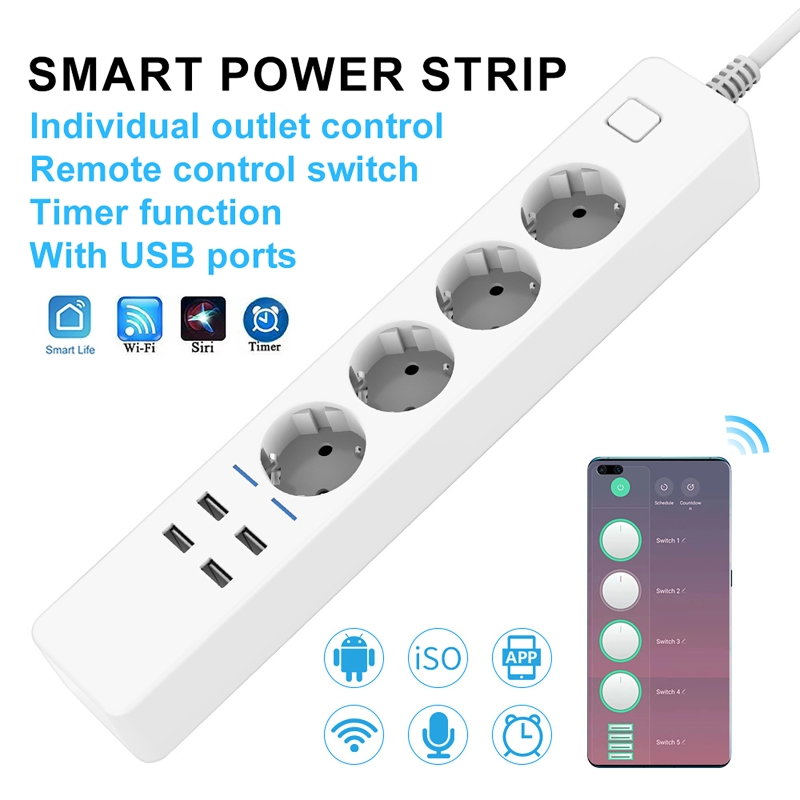 Multiprise intelligente Wi-Fi  - Smart Power Strip 4 Outlet Usb avis et prix