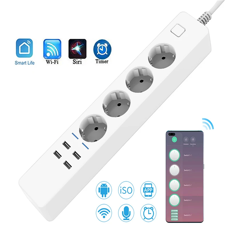 Multiprise intelligente Wi-Fi  - Smart Power Strip 4 Outlet Usb avis et prix
