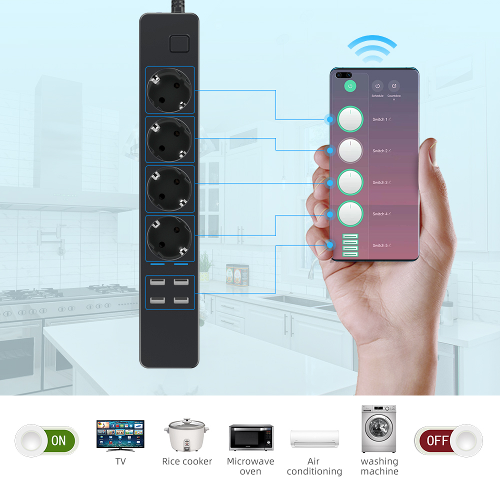 Multiprise intelligente Wi-Fi  - Smart Power Strip 4 Outlet Usb avis et prix