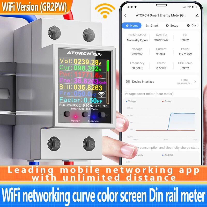 Compteur d'énergie électrique  - Energy Meter Din Rail Wifi avis et prix