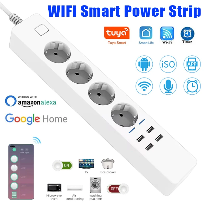 Multiprise intelligente Wi-Fi  - Smart Power Strip 4 Outlet Usb avis et prix