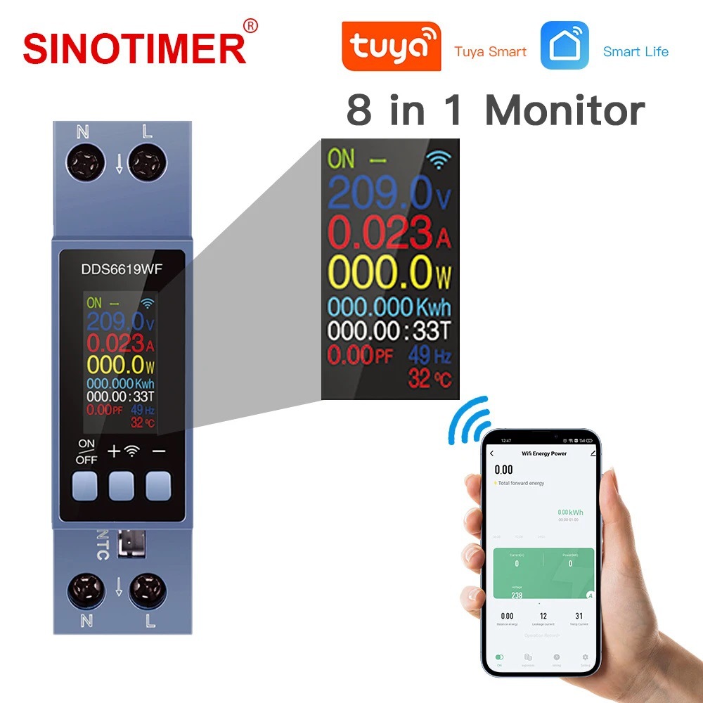 Compteur de puissance 8 en 1,  - Energy Meter Din Rail Wifi avis et prix