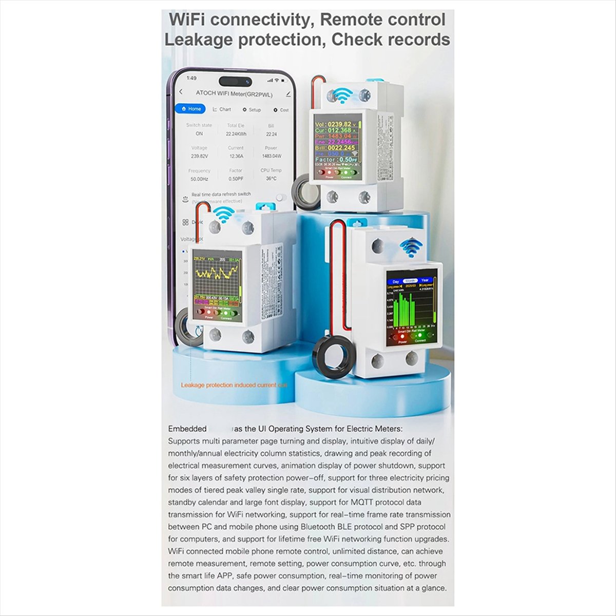 Compteur d'énergie intelligent - Energy Meter Din Rail Wifi avis et prix